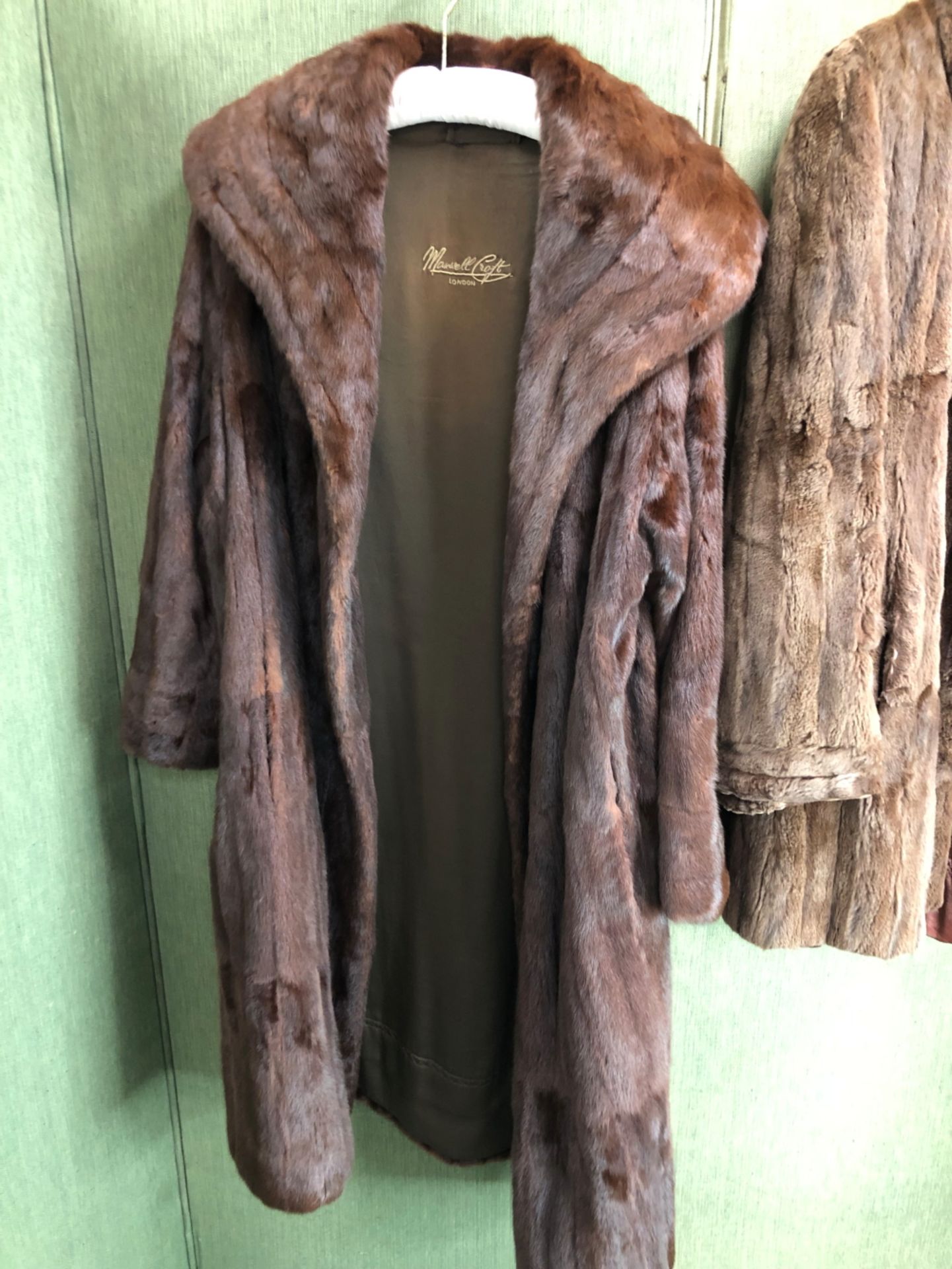 TWO MAXWELL CROFT LONDON LONG MINK COAT SHOULDER TO CUFF 63 cm SHOULDER TO HEM 109cm PIT TO PIT - Image 4 of 13