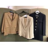 MARIO BORSATO COUTURE SAND LADIES TWO PIECE SUIT JACKET SIZE 44, TOGETHER WITH AN ANTONETTE FRANZ