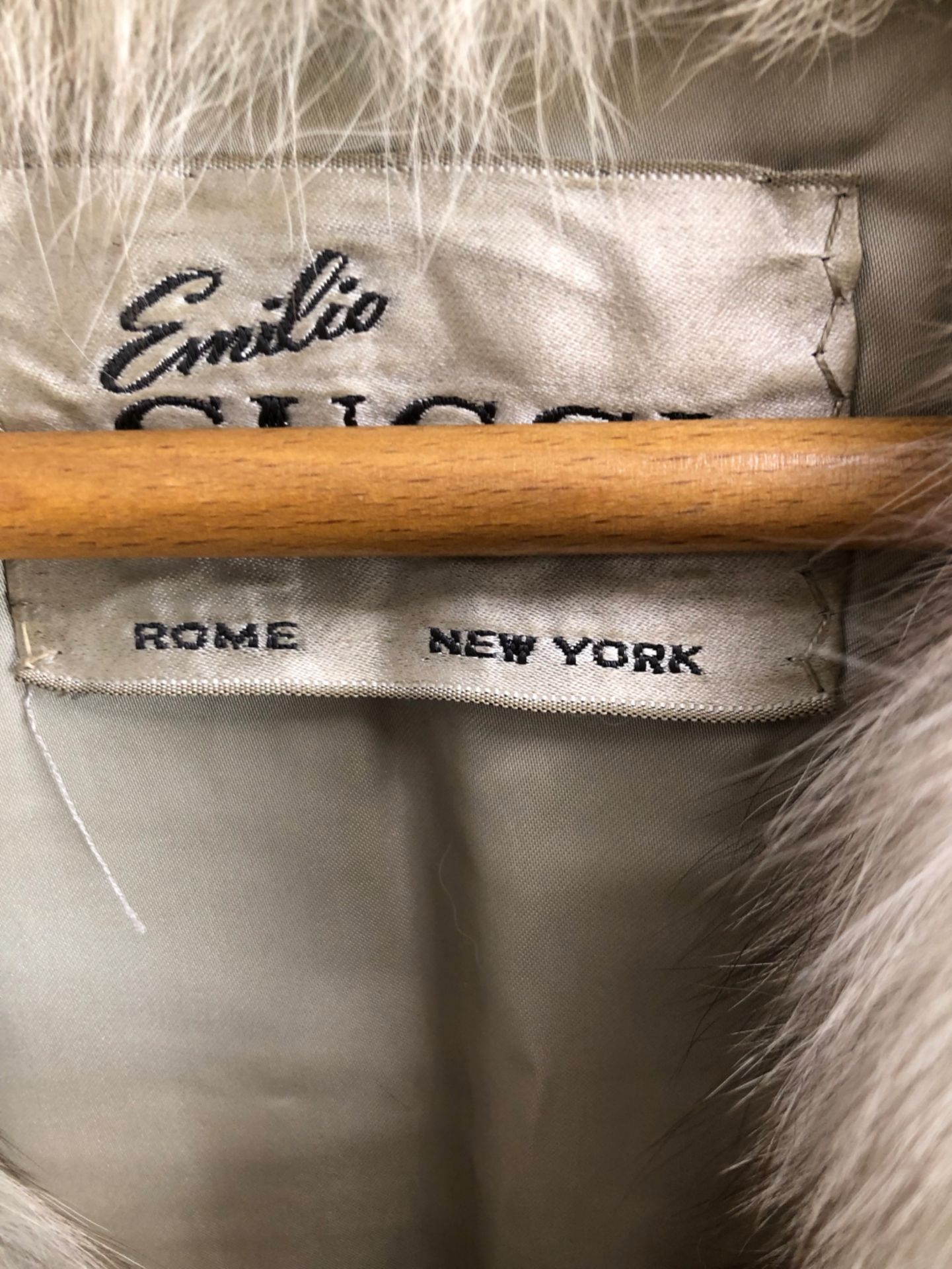 FUR COAT: EMILIO GUCCI, WHITE WITH HORIZONTAL GREY TINGED BANDS, WITH ZIPPED BAND TO ADJUST THE - Image 5 of 17
