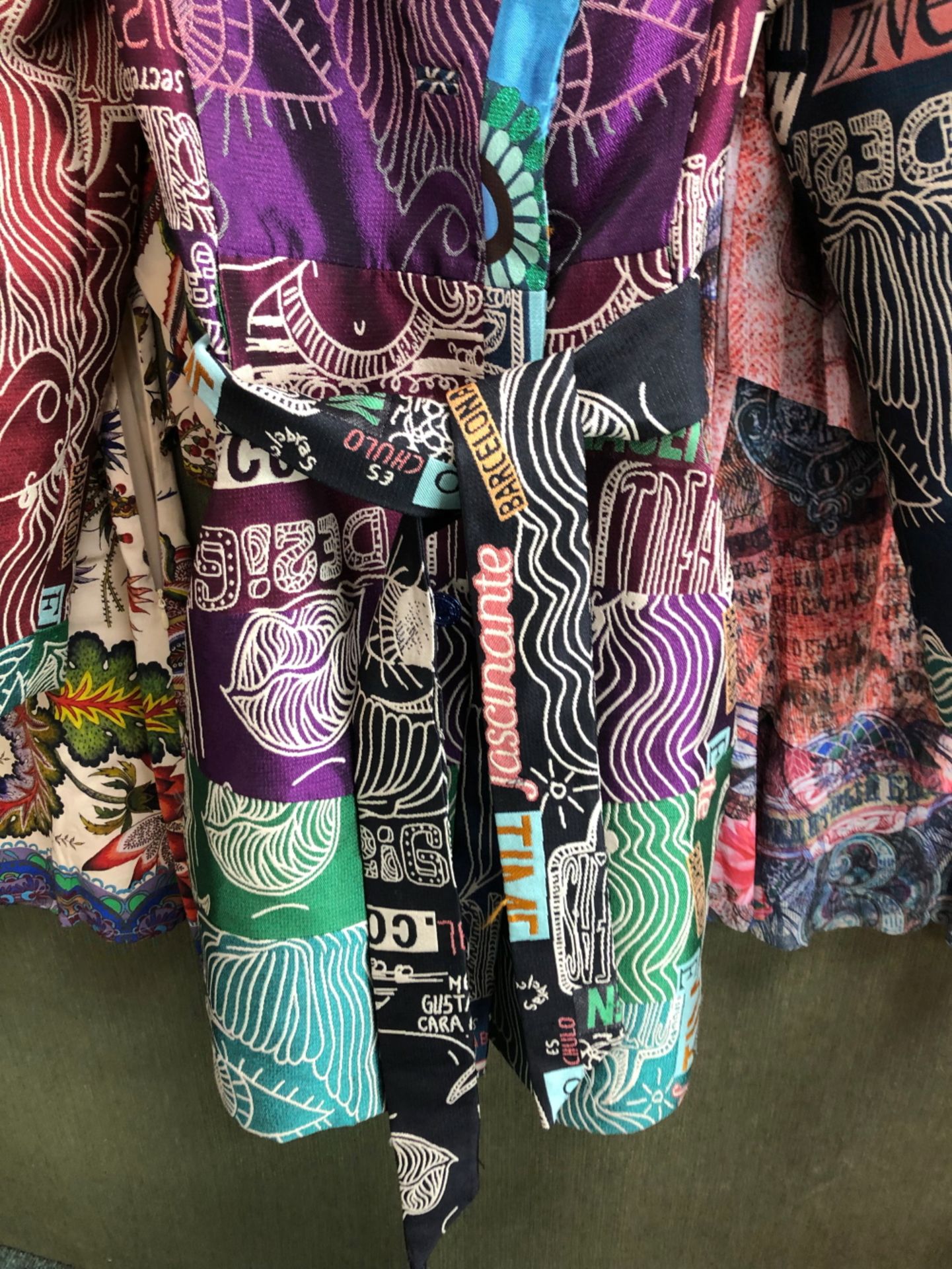 A DESIGUAL MULTI COLOURED MULTI PATTERNED MULTI PRINT COAT SIZE 42, TOGETHER WITH TWO TUNIC - Image 3 of 11