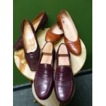 SHOES. UNUTZER BURGUNDY LOAFERS EUR SIZE 40 (BOX) CAPUCINE BROWN SUEDE HEALS UK SIZE 6, AND TANINO