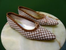 SHOES. TWO PAIRS PANTALON CHAMELEON FRENCH SIZE EUR 40 TAN AND BEIGE SUEDE SLIP ON'S, AND CREAM
