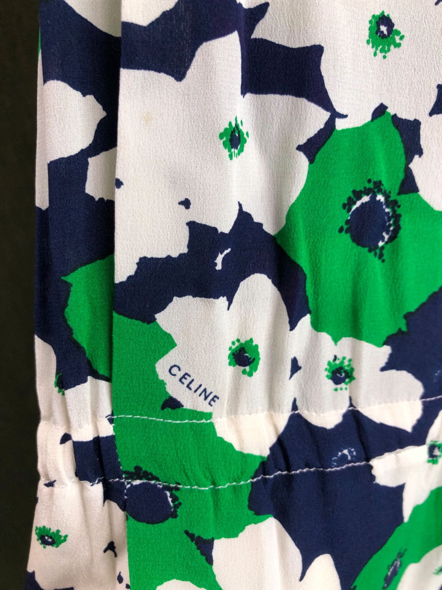 A CELINE PARIS BLUE, WHITE AND GREEN FLORAL PRINT DRESS SIZE 40, AND A FURTHER SCOOP BACK DRESS OF - Image 10 of 12