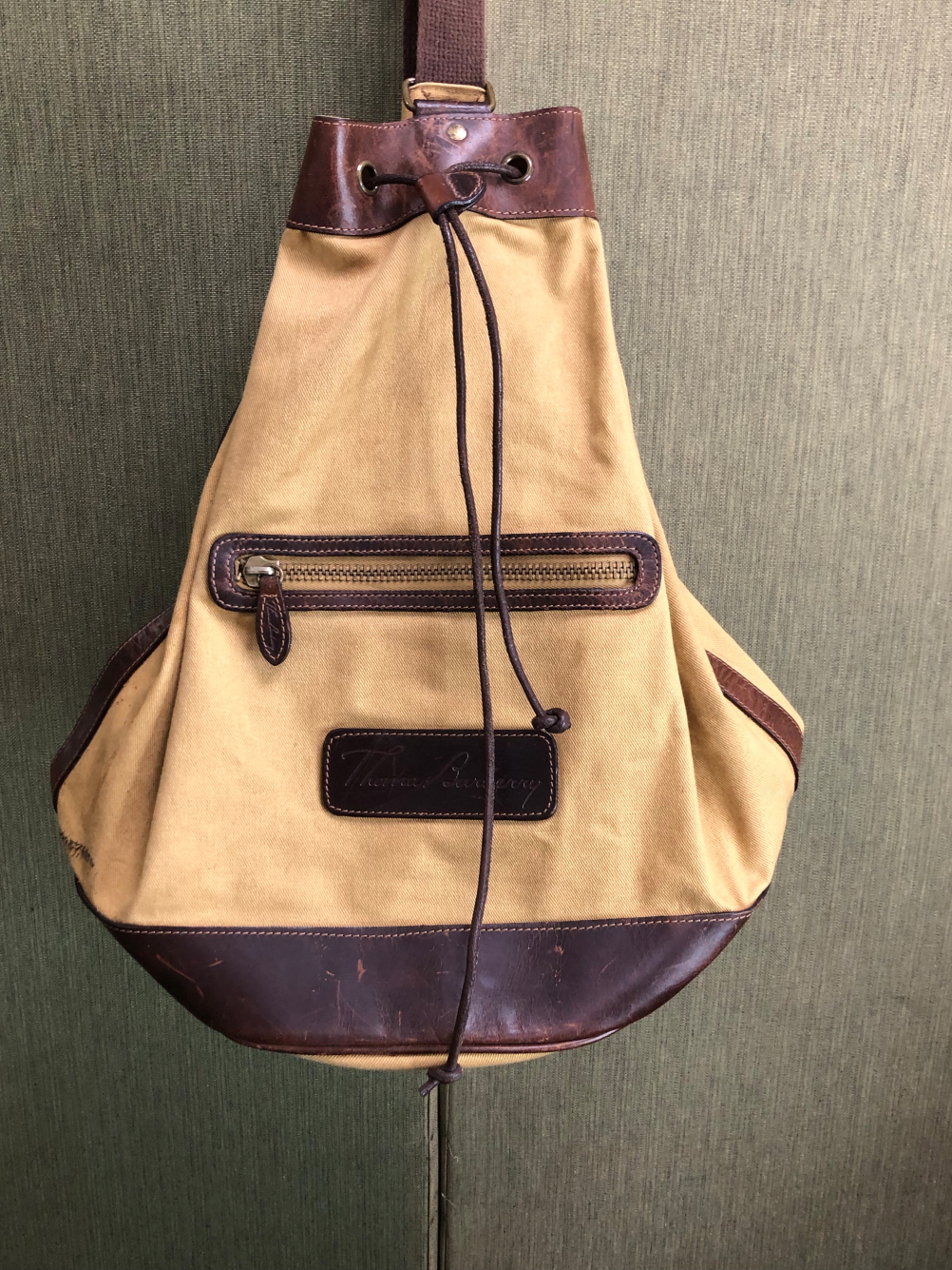 A THOMAS BURBERRY CANVAS BACK PACK.