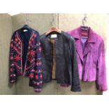 JACKETS. A SECOND SKIN PURPLE SUEDE JACKET SIZE 12, TOGETHER WITH A DARK BROWN COUNTRY CASUALS
