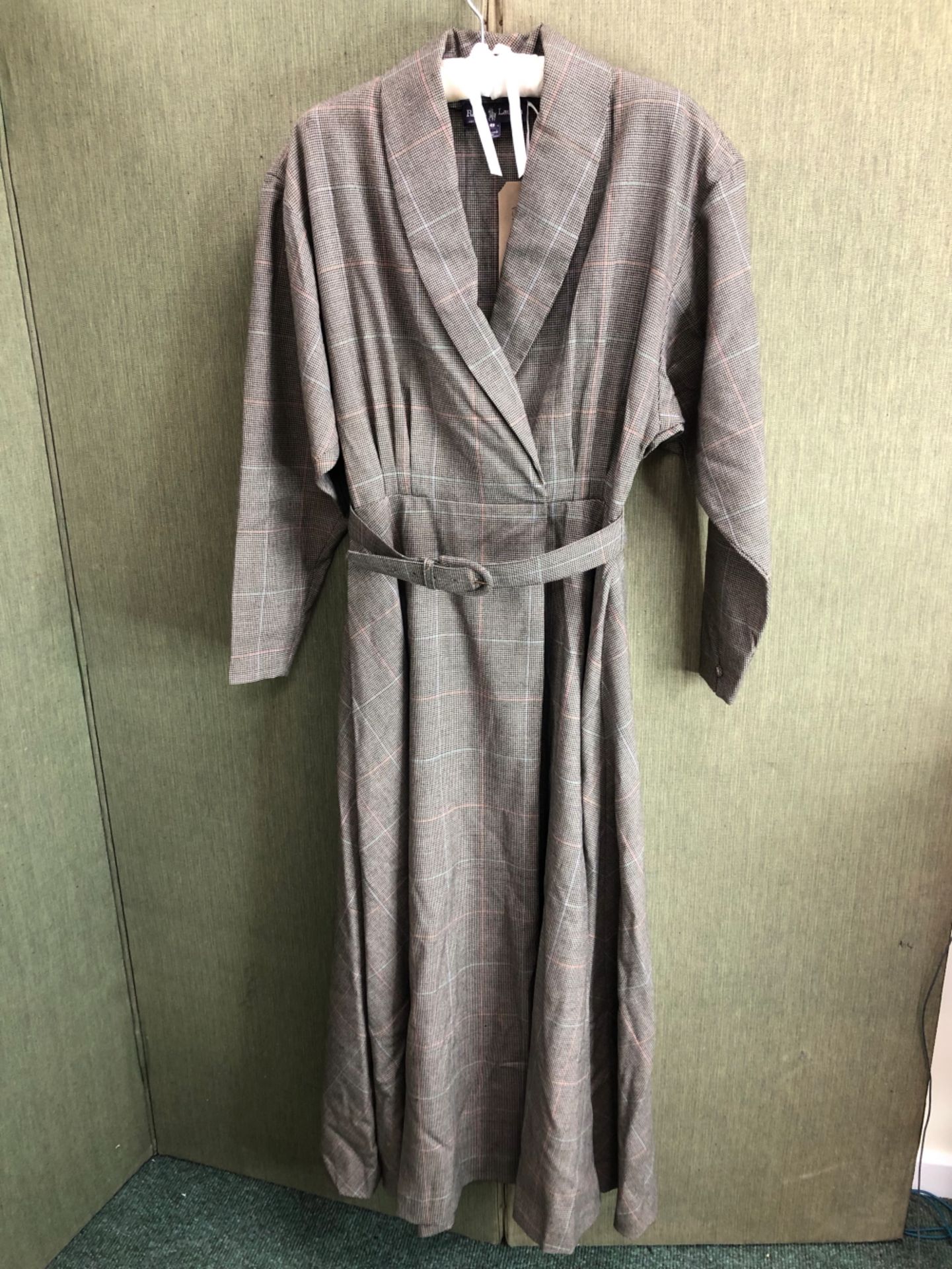 DRESS. EARLY 1980's RALPH LAUREN BELTED WOOL DRESS, US SIZE 8