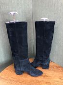 BOOTS: SERGIO ROSSI ITALY BLACK SUEDE KNEE HIGH BOOTS SIZE EUR 39