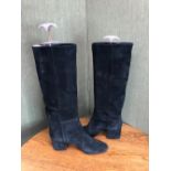 BOOTS: SERGIO ROSSI ITALY BLACK SUEDE KNEE HIGH BOOTS SIZE EUR 39