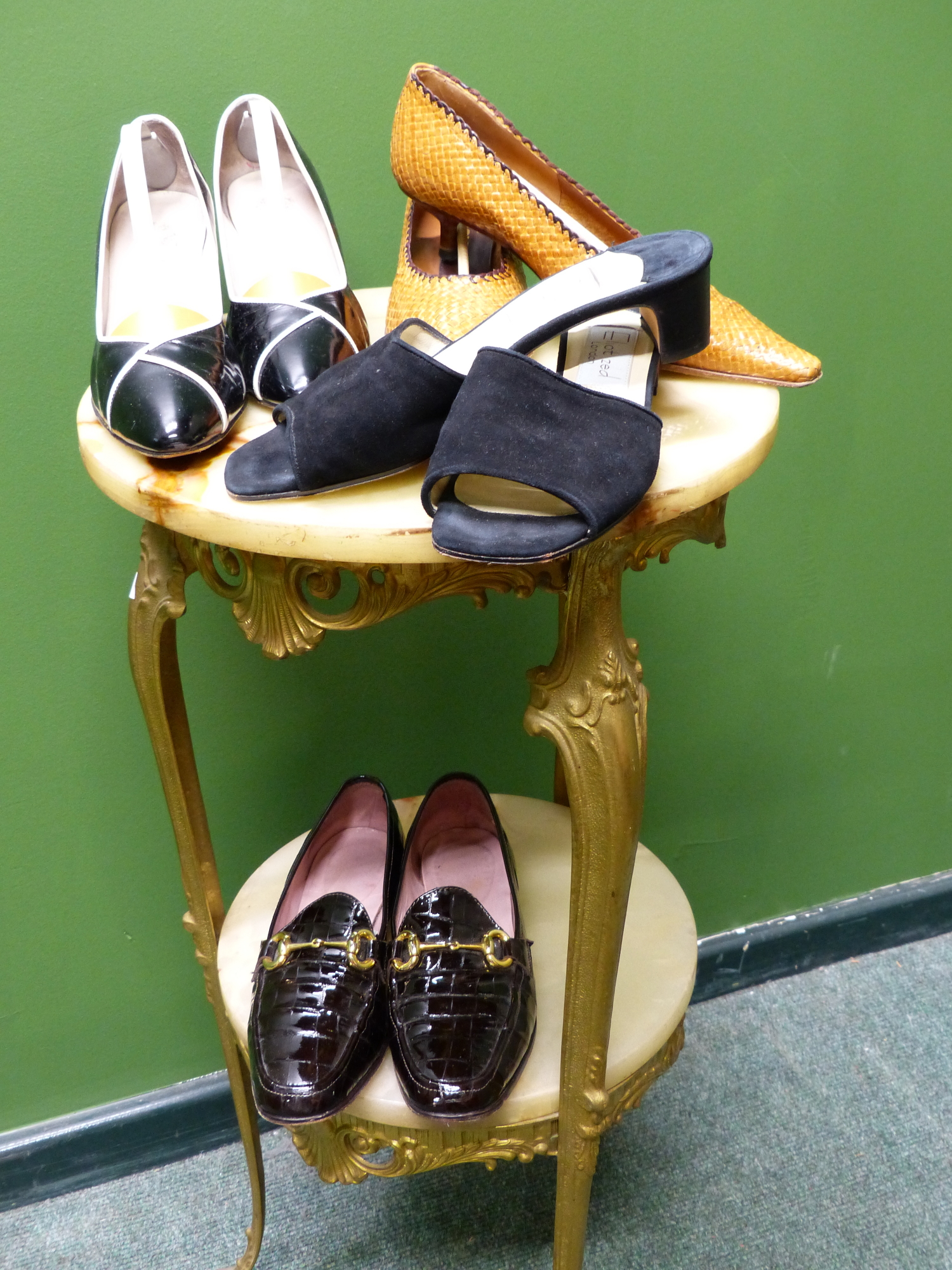 SHOES. ELIOT ZED LONDON BLACK SUEDE MULES EUR SIZE 40.5.. RAVENS BLACK PATENT HEALS UK8.5. PASSY