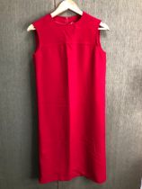DRESS. YVES SAINT LAURENT CLASSIC RED SLIP DRESS. FRENCH SIZE 40, USA SIZE 8. LENGTH 102cm, PIT TO
