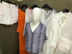 A COLLECTION OF LADIES SUMMER CLOTHES TO INCLUDE A LINEN NIGEL PRESTON OVERSIZED SHIRT SIZE M, A