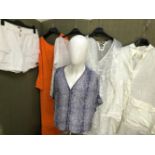 A COLLECTION OF LADIES SUMMER CLOTHES TO INCLUDE A LINEN NIGEL PRESTON OVERSIZED SHIRT SIZE M, A
