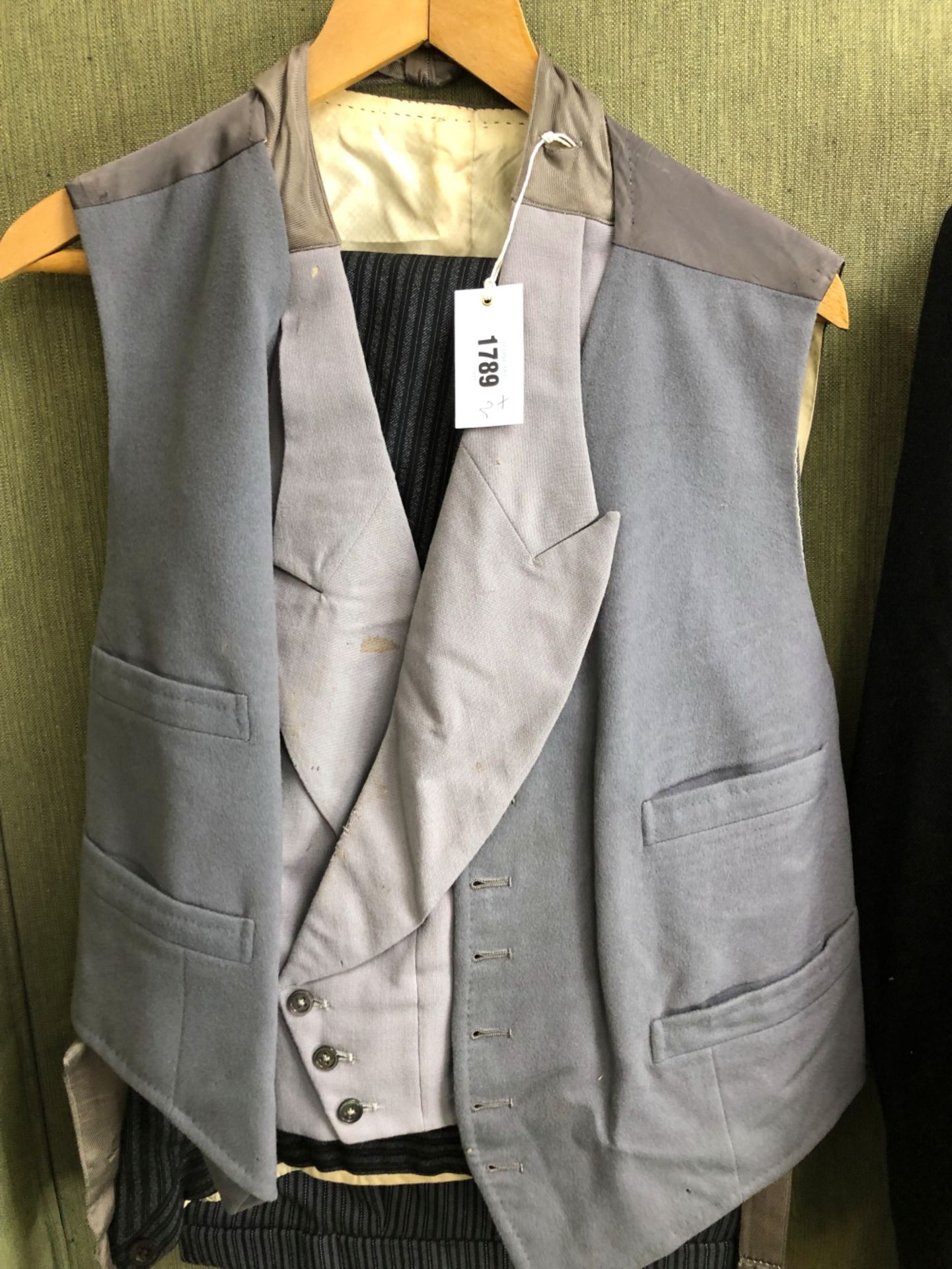 MORNING DRESS: A GREY WAISTCOAT, A GREY DICKIE AND STRIPED TROUSERS, WAIST 38 TOGETHER WITH - Image 3 of 16