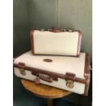 HARRODS VINTAGE MONOGRAM TAN AND BROWN SUITCASE AND TRAVEL BAG(2)