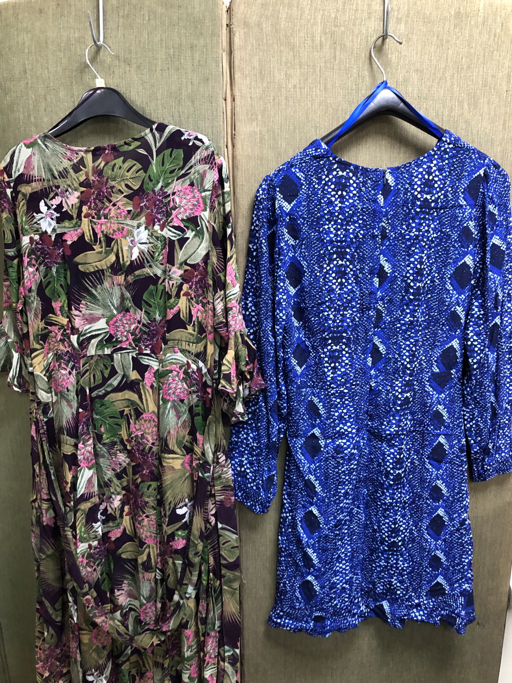 TWO M&S DRESSES, ONE GREEN FLORAL PRINT WITH CAMI UNDER DRESS SIZE UK 12, AND A SHORTER BLUE - Image 10 of 10