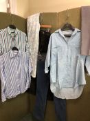 A HILDITCH & KEY BLUE AND GREEN STRIPPED COTTON SHIRT UK SIZE 12, TOGETHER WITH A ZARA WOMAN LIGHT