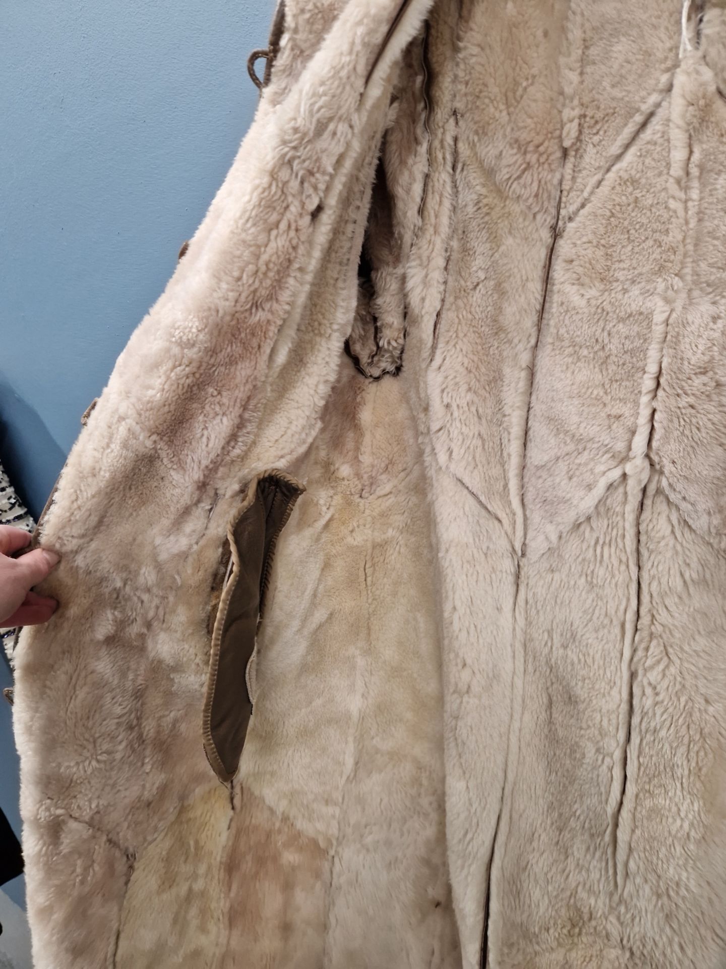 COAT. A FULL LENGTH LAMB SKIN JACKET, MADE IN TURKEY WITH A TAG SIZE 12, PIT TO PIT 54cms, - Image 2 of 4