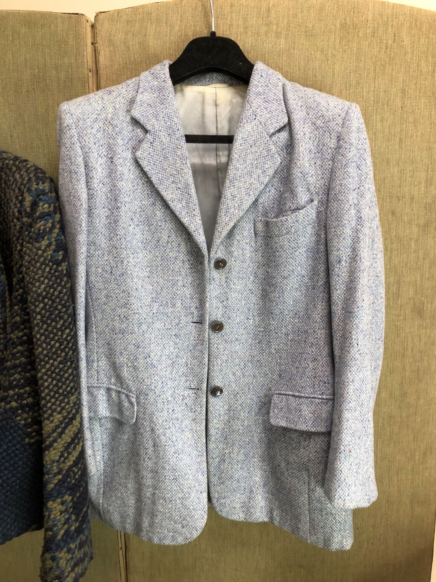 A BA & SH GREEN AND BLUE KNOTTED CARDIGAN, TOGETHER WITH A RITZ SADDLER ITALY BLUE TWEED JACKET 100% - Image 2 of 10