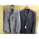 GENTS SUIT: MARKS AND SPENCER, BLACK, CHEST 42, WAIST 36, INSIDE LEG 29, TOGETHER WITH GENTS JACKET: