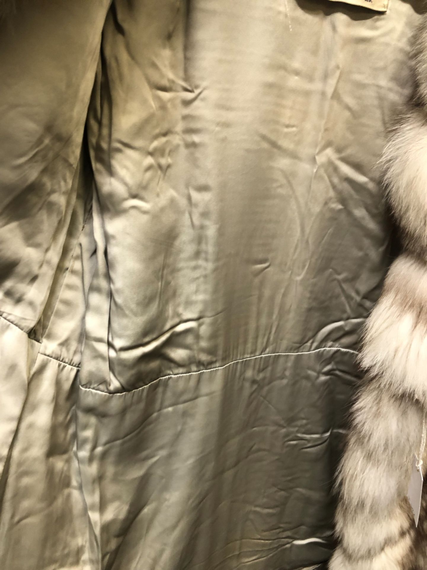 FUR COAT: EMILIO GUCCI, WHITE WITH HORIZONTAL GREY TINGED BANDS, WITH ZIPPED BAND TO ADJUST THE - Image 15 of 17