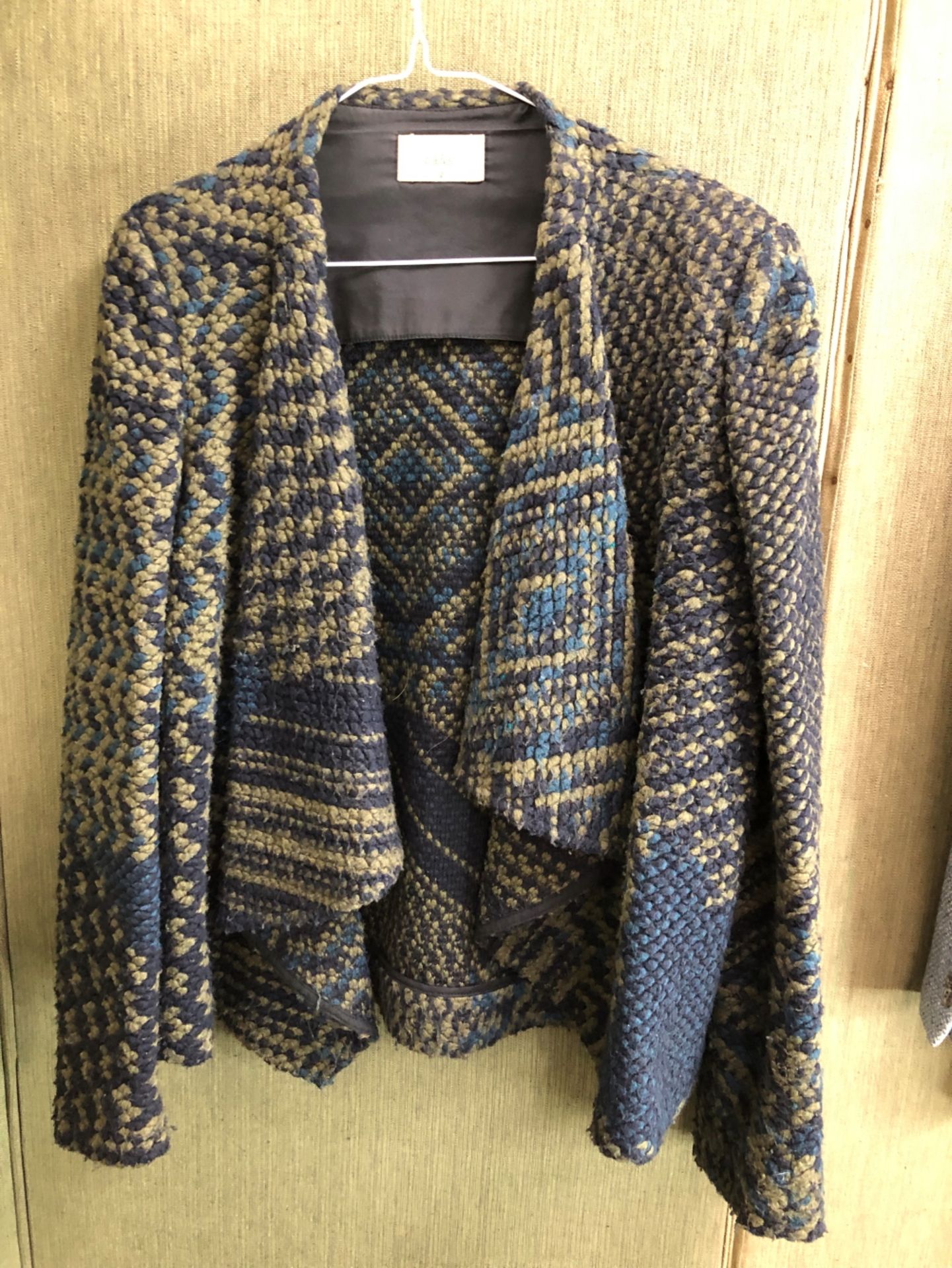 A BA & SH GREEN AND BLUE KNOTTED CARDIGAN, TOGETHER WITH A RITZ SADDLER ITALY BLUE TWEED JACKET 100% - Image 8 of 10