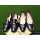 SHOES. TWO PAIRS TANINO CRISCI BLACK HEALS EUR SIZE 39. BLACK LOAFERS EUR SIZE 39.