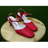 SHOES. ANDREA PFISTER, DIFFUSION ITALIAN RED COURT SHOES SIZE EUR 40, HEAL HEIGHT 7CM.