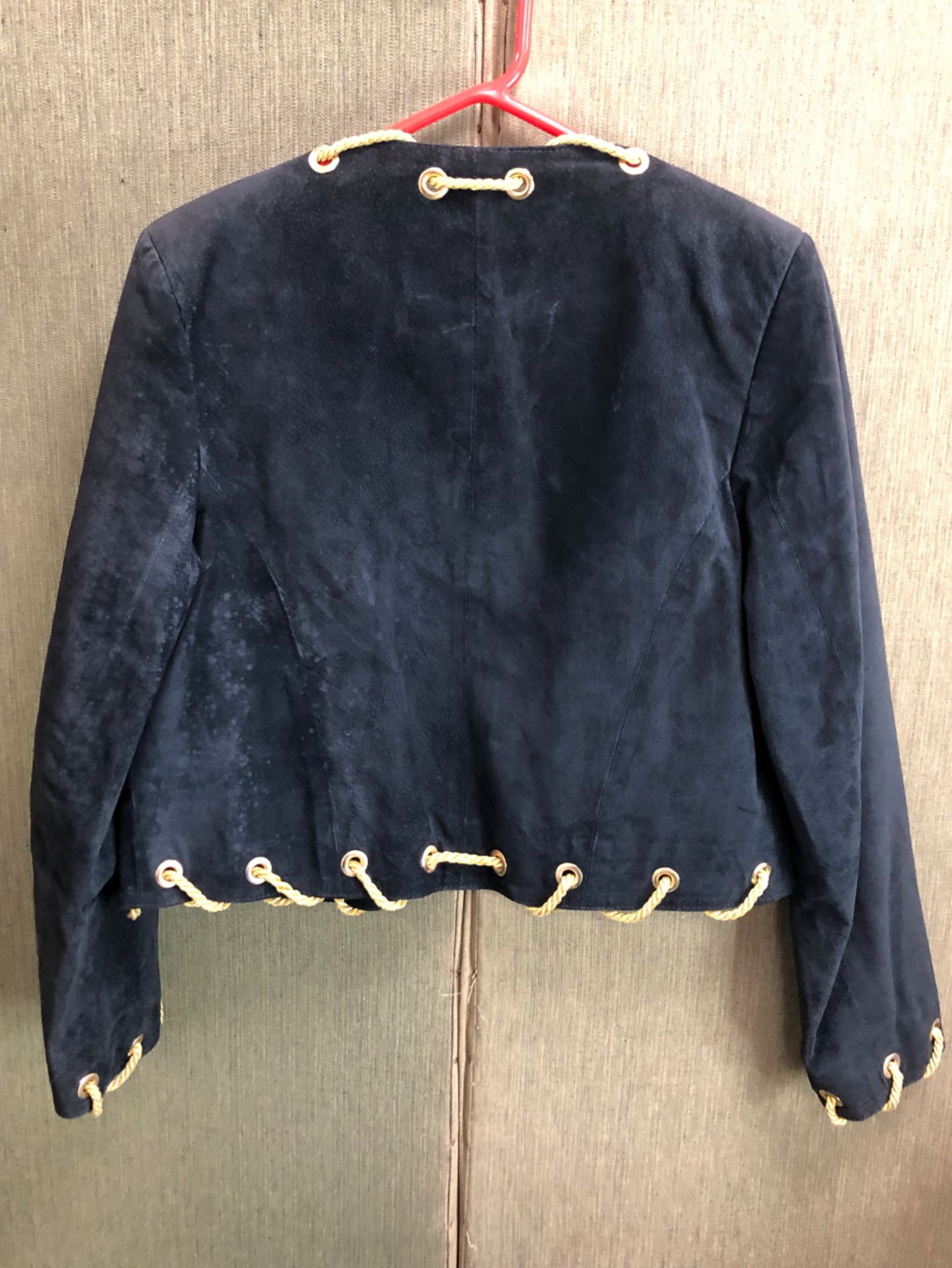 A DARK BLUE PLACE ROYALE SUEDE SHORT JACKET WITH GOLD STAR ROPE DETAIL GB 10/12 - Image 4 of 4