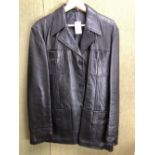 GENTS BLACK LEATHER JACKET: CHEST 44 TOGETHER WITH A 3/4 LENGTH DUFFLE COAT: TANNIMPLEX, CHEST 47