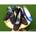 SHOES. FRATELL ROSSETTI BLUE CROC STYLE EUR SIZE 39.5, TOGETHER WITH PETER KAISER CAFE SUEDE UK SIZE