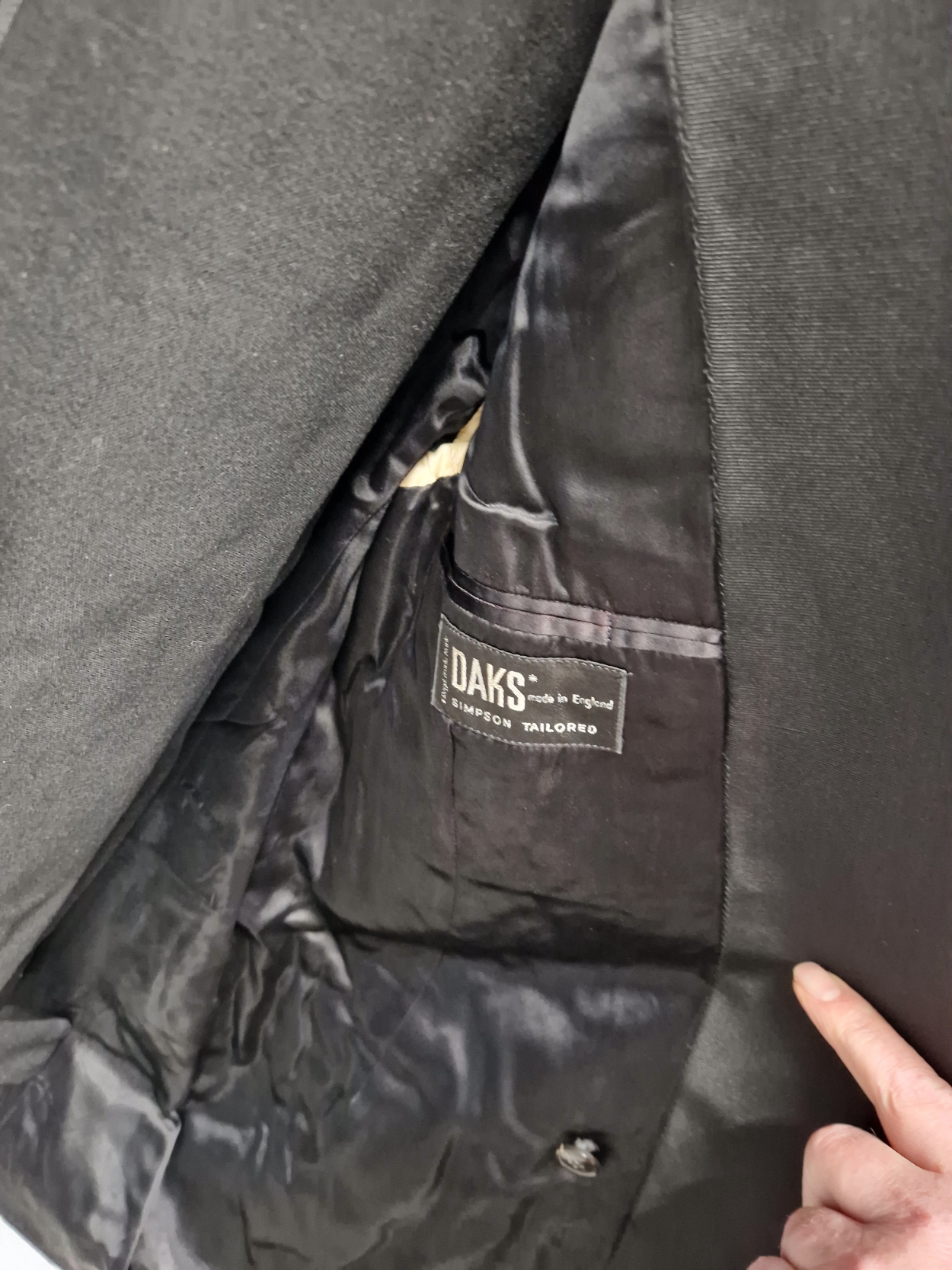 DINNER JACKET: DAKS, RETAILED BY BENTALLS, BLACK SILK TRIMMED, CHEST 38, TWO PAIRS OF TROUSERS, - Image 3 of 5