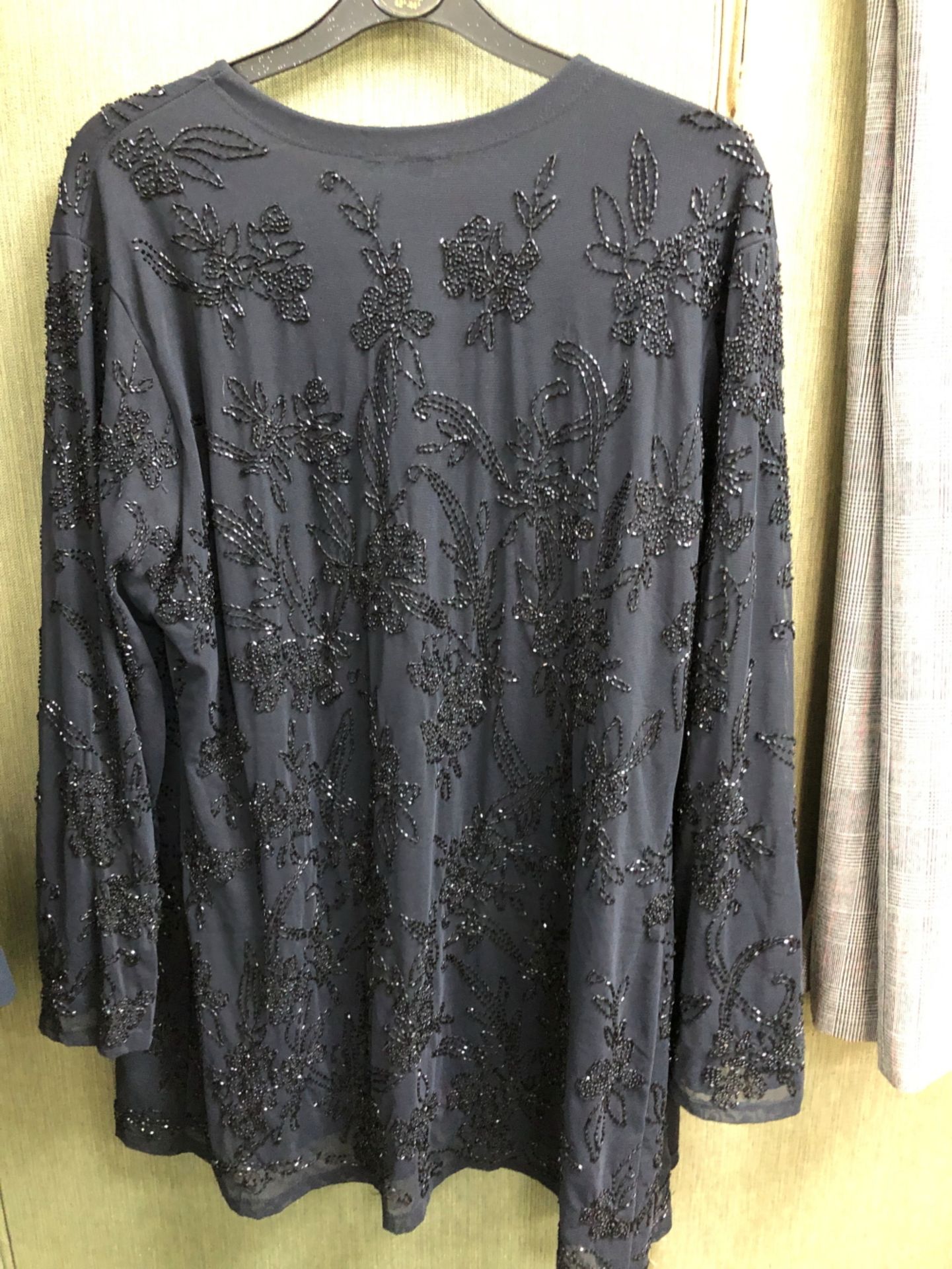 A BLACK SEQUIN EVENING JACKET SIZE XL, TOGETHER WITH JEAN-LOUIS SCHERRER BOUTIQUE NAVY BLUE TOP SIZE - Image 9 of 17
