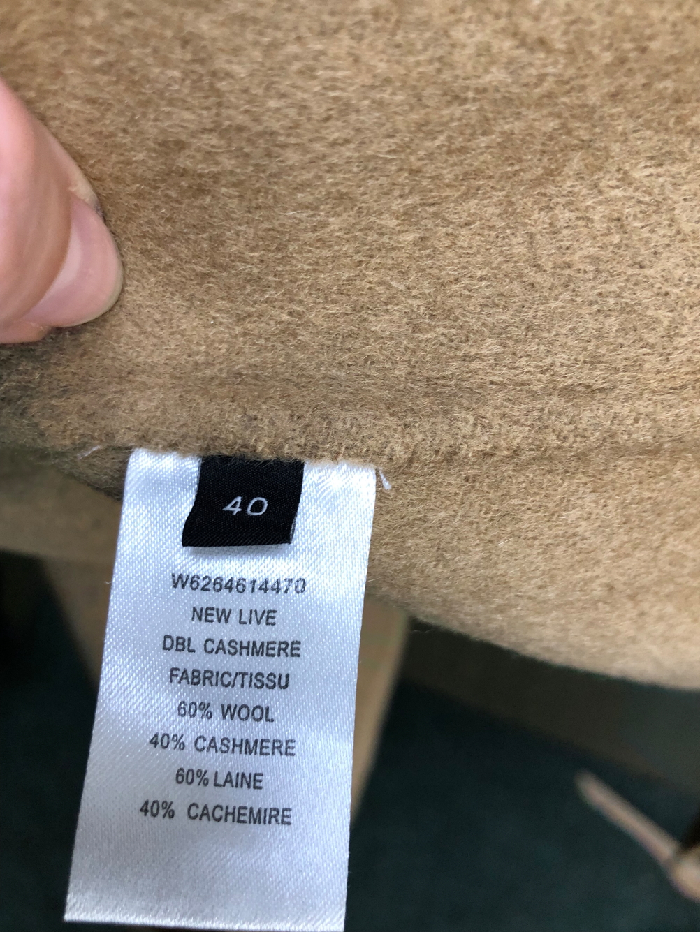 COAT: A JOSEPH 3/4 LENGTH CAMEL CASHMERE COAT. LABEL STATES EUR SIZE 40 - Image 5 of 6