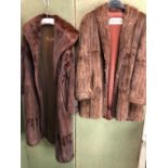 TWO MAXWELL CROFT LONDON LONG MINK COAT SHOULDER TO CUFF 63 cm SHOULDER TO HEM 109cm PIT TO PIT