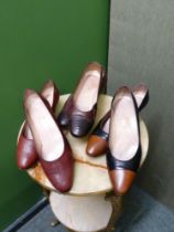 SHOES. THREE PAIRS TANINO CRISCI BROWN HEALS EU SIZE 39.5. NAVY AND BROWN HEALS EUR SIZE 39. BROWN