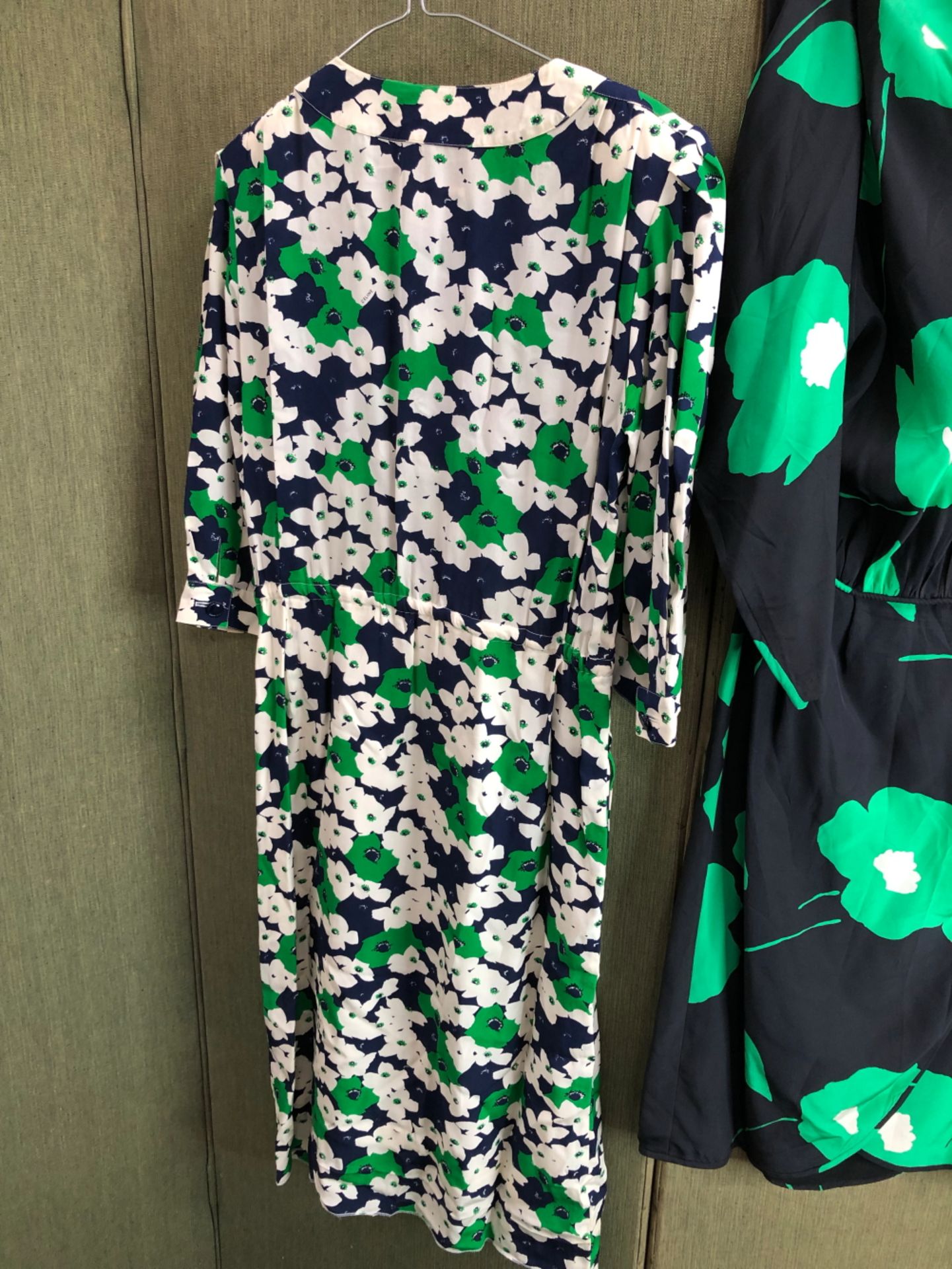 A CELINE PARIS BLUE, WHITE AND GREEN FLORAL PRINT DRESS SIZE 40, AND A FURTHER SCOOP BACK DRESS OF - Image 9 of 12