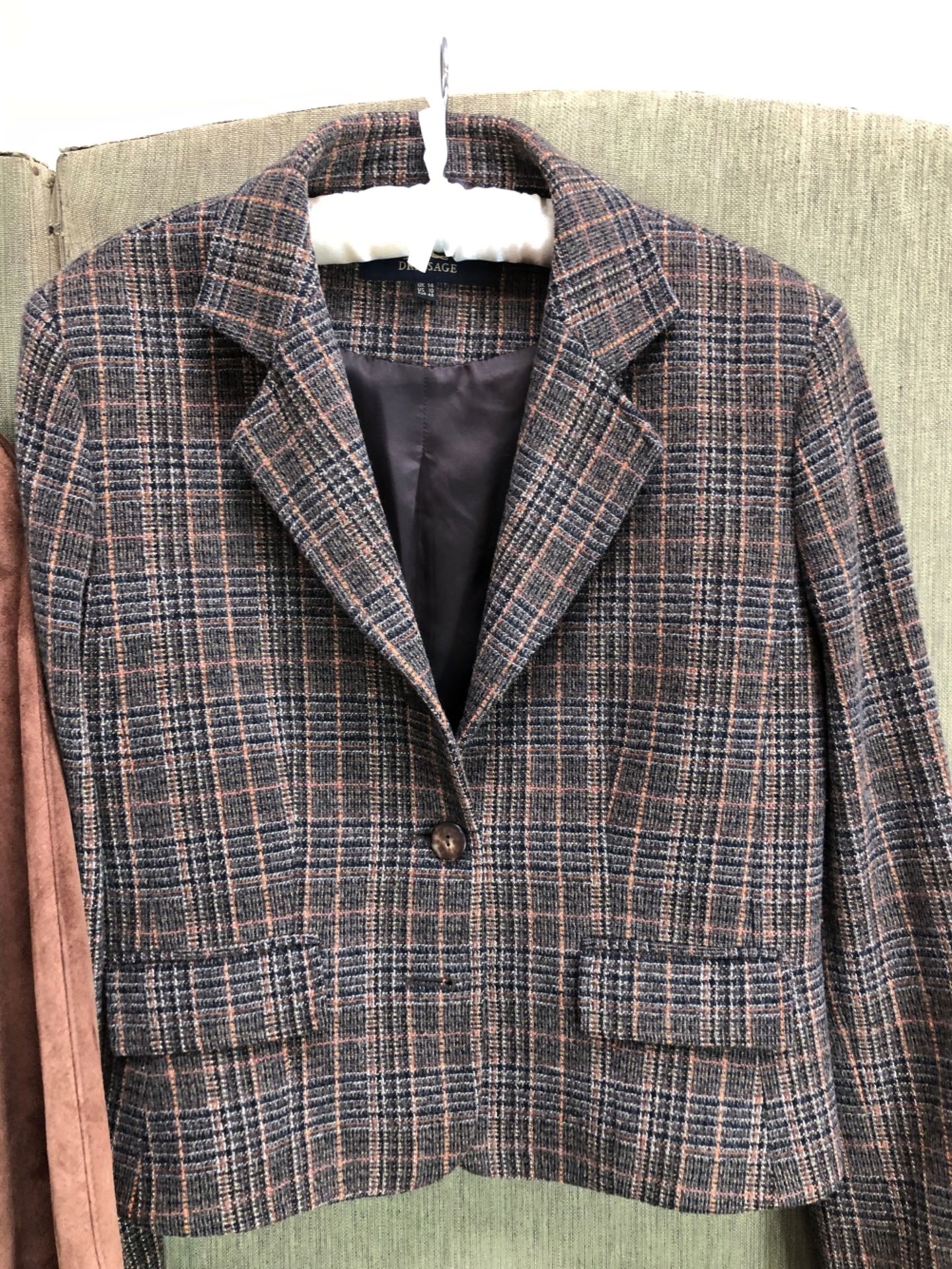 COATS: A LONG BROWN SUEDE COAT SIZE MED, TOGETHER WITH A SHORT PAUL COSTELLOE DRESSAGE TWEED - Image 2 of 11