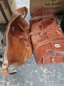 A LEATHER GLADSTONE BAG AND ANOTHER LEATHER BAG
