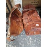A LEATHER GLADSTONE BAG AND ANOTHER LEATHER BAG