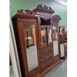 A VICTORIAN MAHOGANY TRIPLE WARDROBE