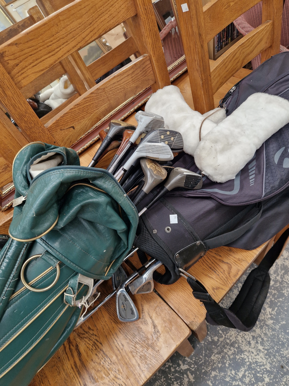 TWO BAGS OF MODERN GOLF CLUBS, WILSON, BIG BLAST ETC.