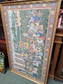 A LARGE INDIAN PAINTED PANEL AND ANOTHER PRINT