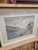 A LARGE WATERCOLOUR BY DOROTHY BRADSHAW "A QUIET WATERWAY- WALES".