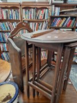 TWO VINTAGE DRESSING MIRRORS AND A NEST OF TABLES.