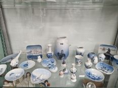 A COLLECTION OF COPENHAGEN VASES, DISHES AND ANIMAL FIGURES