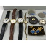 A COLLECTION OF WATCHES ETC TO INCLUDE ORIS, TIMEX, SEKONDA, A HALLMARKED SILVER POCKET WATCH,