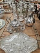 ELECTROPLATE: TEA AND COFFEE POTS TWIN DECANTER CRADLE, CANDELABRA, SUPPER SET AND HERB FLAVOURED