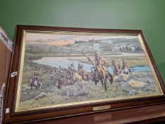 A LARGE FRAMED NORTH AMERICAN PRINT