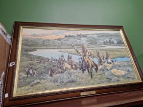 A LARGE FRAMED NORTH AMERICAN PRINT