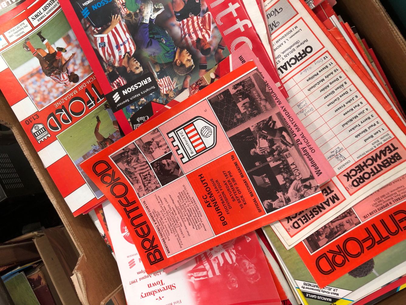 A LARGE COLLECTION OF FOOTBALL PROGRAMMES AND MEMORABILIA, BRENTFORD, HALIFAX, PORTSMOUTH, - Image 2 of 10